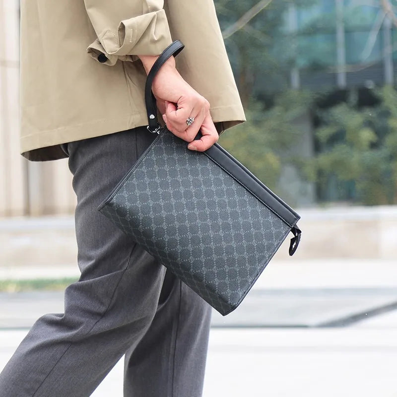 Pochette homme tendance en plaid Noir-ShopGET® 