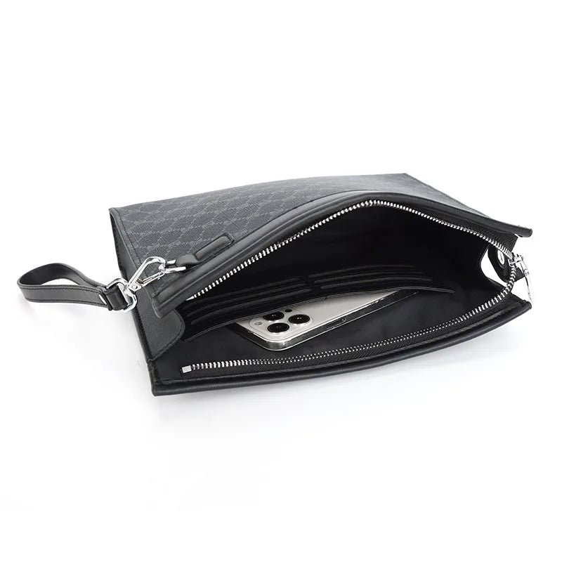 Pochette homme tendance en plaid Noir-ShopGET® 