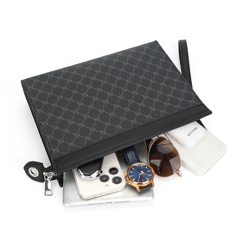 Pochette homme tendance en plaid Noir-ShopGET® 