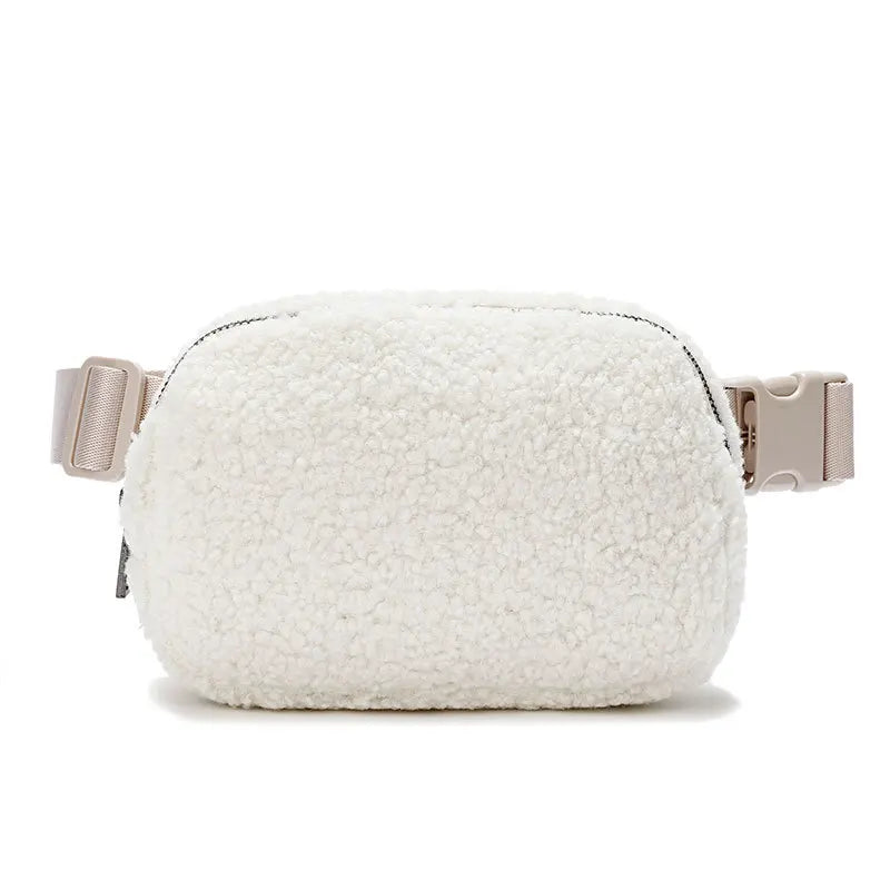 Sac banane velours beige pour femme