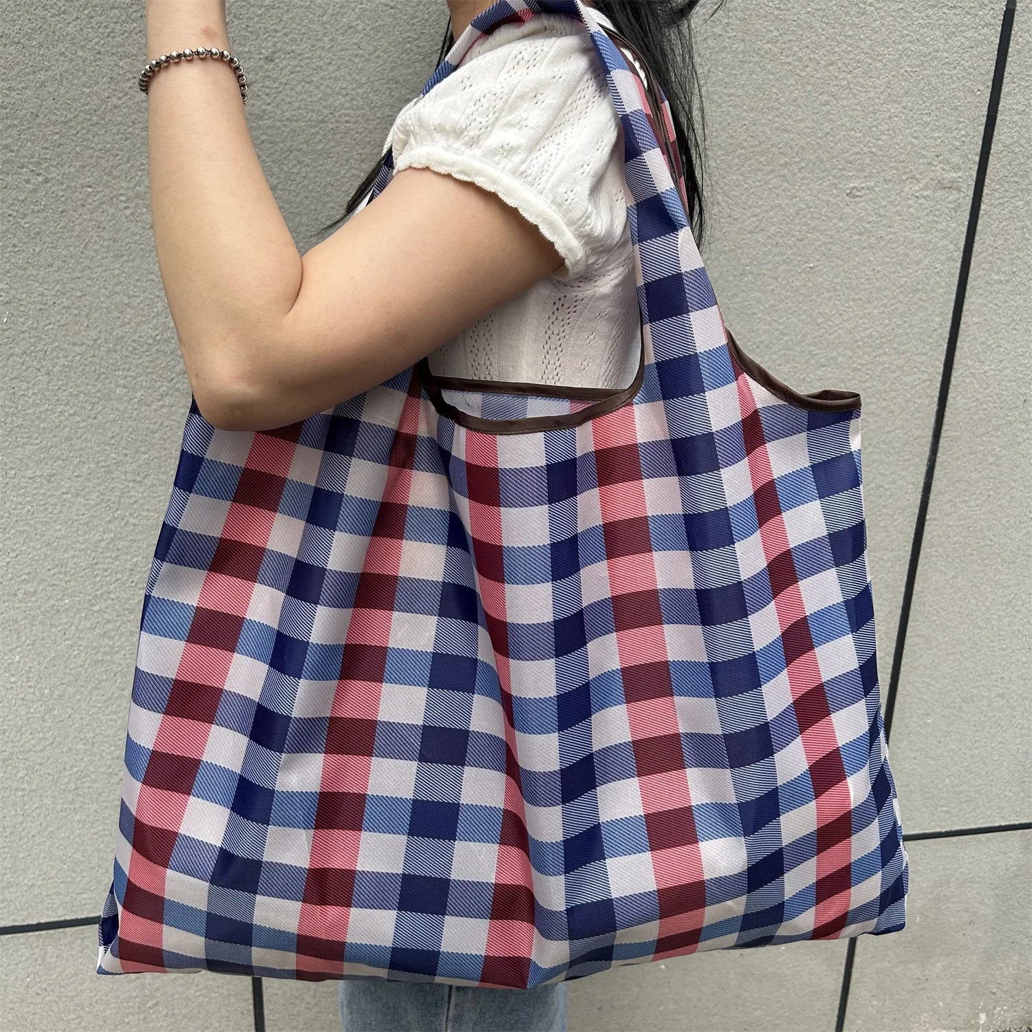 Sac cabas pour les courses Noir / L 53x40cm-Café / L 53x40cm-Rouge / L 53x40cm-ShopGET® 