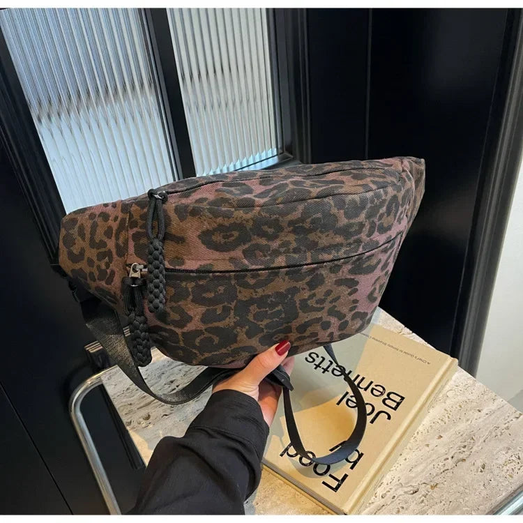 Sac banane léopard en canvas tendance