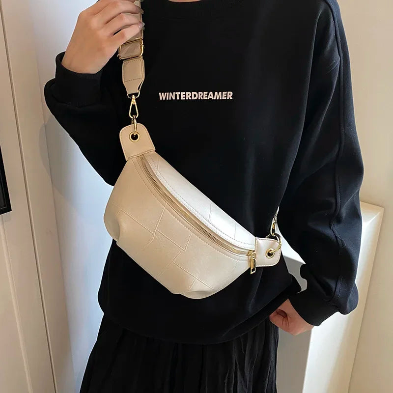 Sac banane en cuir argent femme