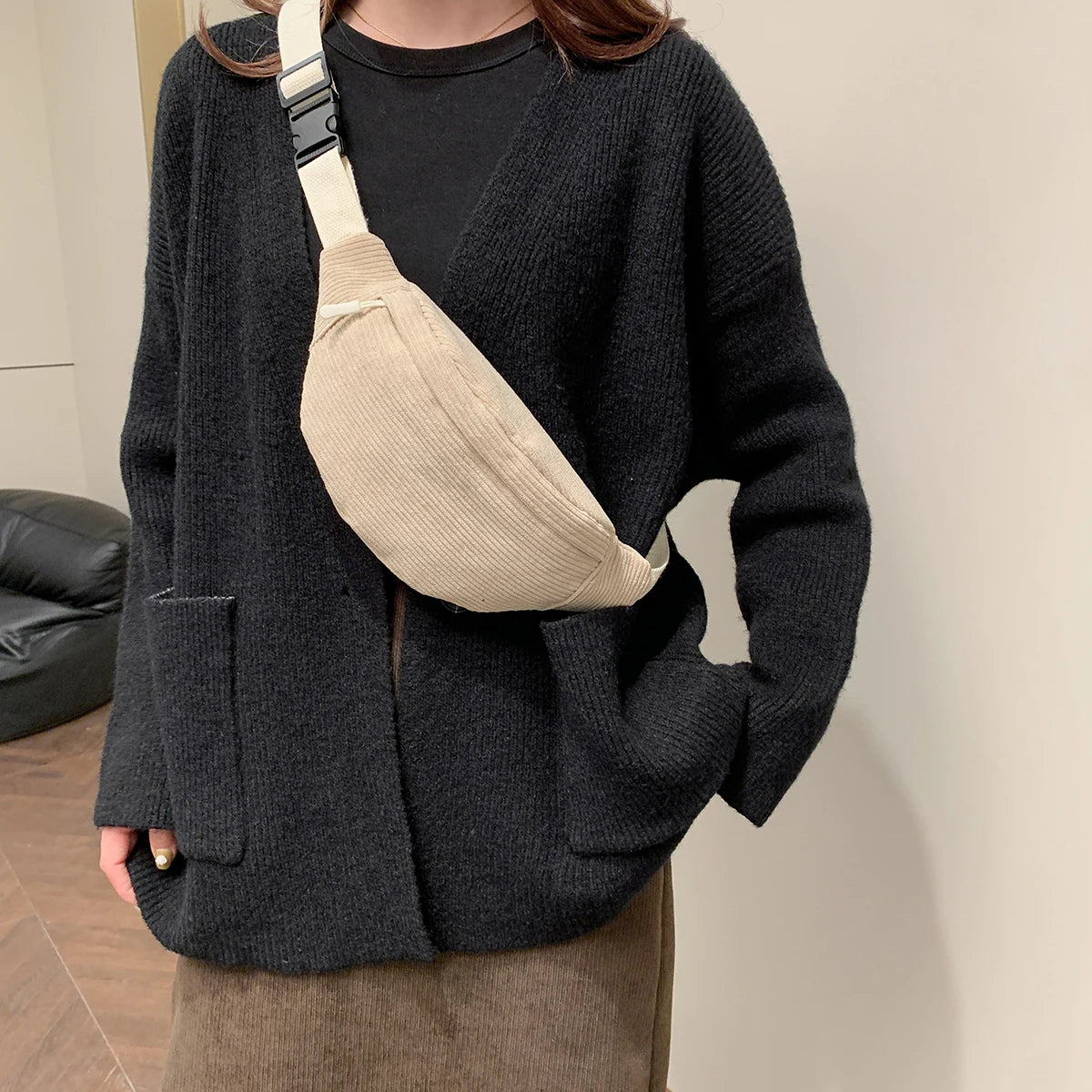 Sac banane femme velours côtelé - ShopGET®