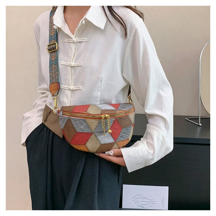 Grand sac banane en cuir femme