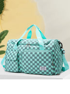 Sac weekend femme à décor plaid Rose-Pourpre-Gris-Noir-Bleu-Vert-ShopGET® 
