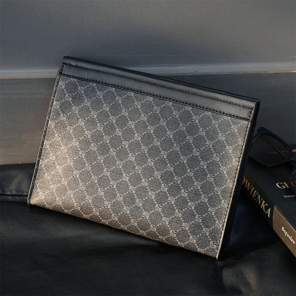 Pochette homme vintage cuir simple Noir / 26 x 5 x 19cm-ShopGET® 