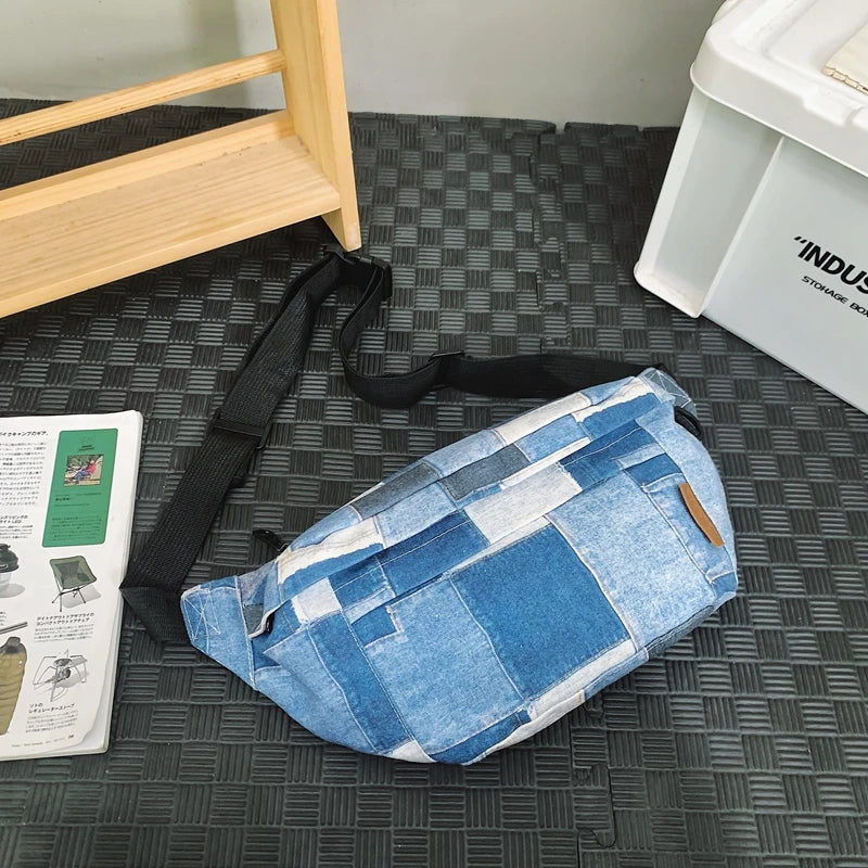 sac banane femme tendance denim plaid