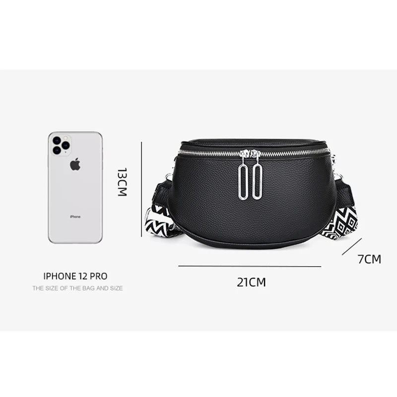 Sac banane femme chic à bandoulière en cuir de vache