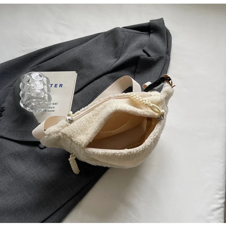 Grand sac banane velours pour femme