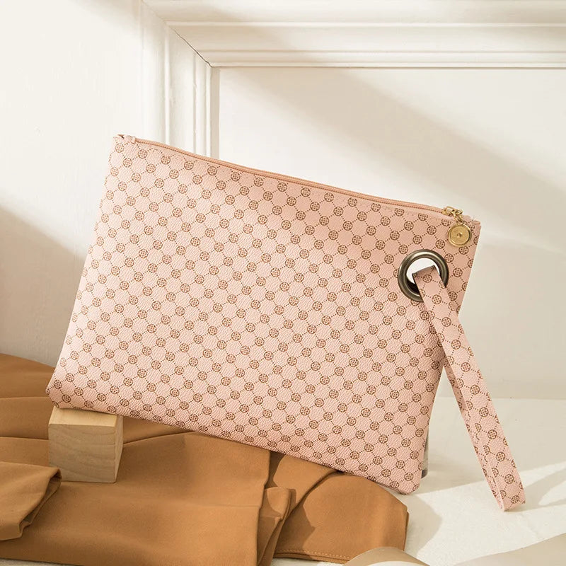 Pochette cuir femme Marron-Rose-Noir-ShopGET® 