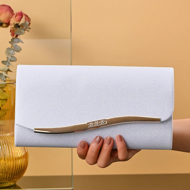 Pochette femme luxe de soirée Blanc-Dorée-Noir-Argent-ShopGET® 