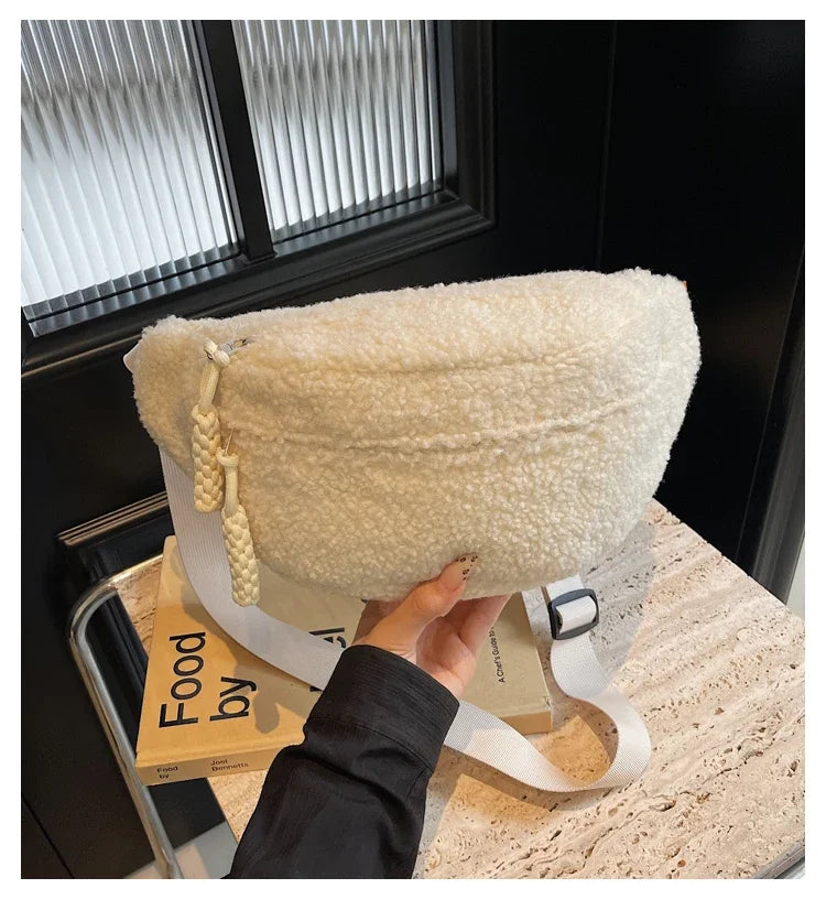 Grand sac banane velours pour femme