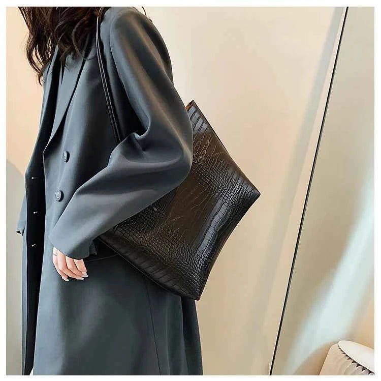 Sac cabas femme noir en cuir sans accessoires Noir / 30x32x8cm-Marron / 30x32x8cm-ShopGET® 