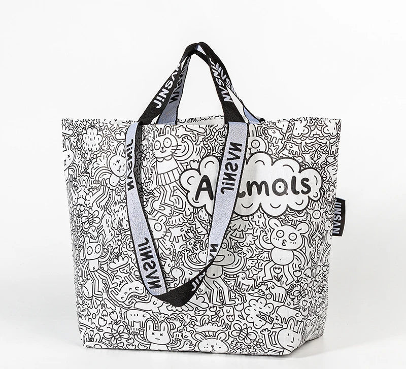 Sac de courses avec décore Caractères / 2PCS-Caractères / 1PC-Rainbow / 1PC-Caractères / 3PCS-Animal Graffiti / 1PC-Good Time / 3PCS-Animal Graffiti / 3PCS-Animal Graffiti / 2PCS-Good Time / 2PCS-Good Time / 1PC-Rainbow / 3PCS-Rainbow / 2PCS-ShopGET® 