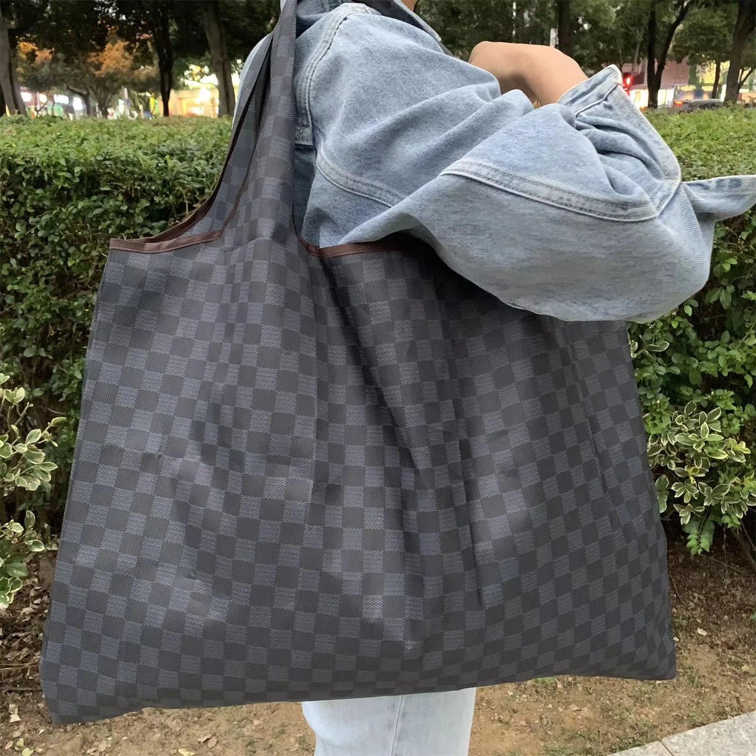 Sac cabas pour les courses Noir / L 53x40cm-Café / L 53x40cm-Rouge / L 53x40cm-ShopGET® 