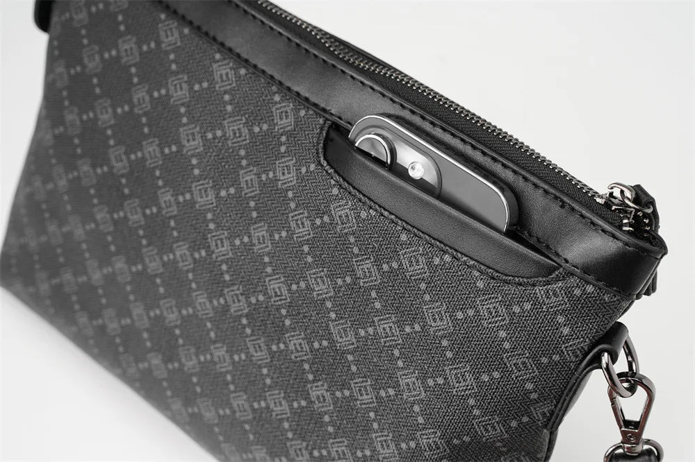 Petite pochette homme  luxe en plaid Noir-ShopGET® 