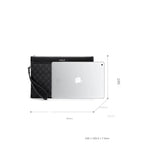 Pochette homme en cuir noir avec décoration plaid Noir-ShopGET® 