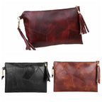 Pochette femme luxe en cuir solide Noir-Rouge Vin-ShopGET® 