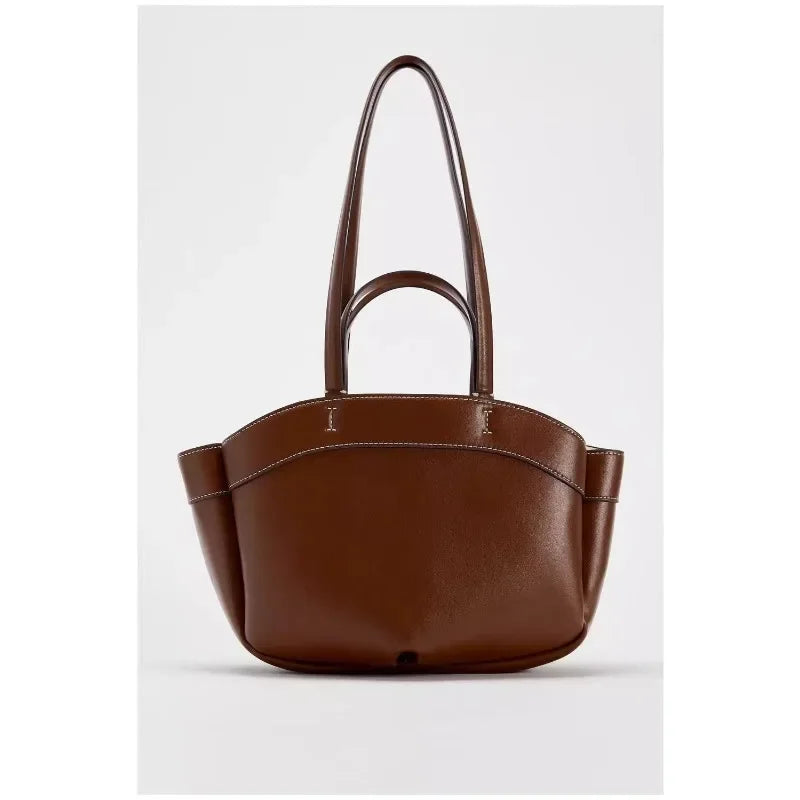 Mini sac cabas en cuir pour les femmes Magneta Couleur-Marron-Noir-ShopGET® 