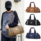 Sac polochon en toile kaki-Marron-Noir-ShopGET® 