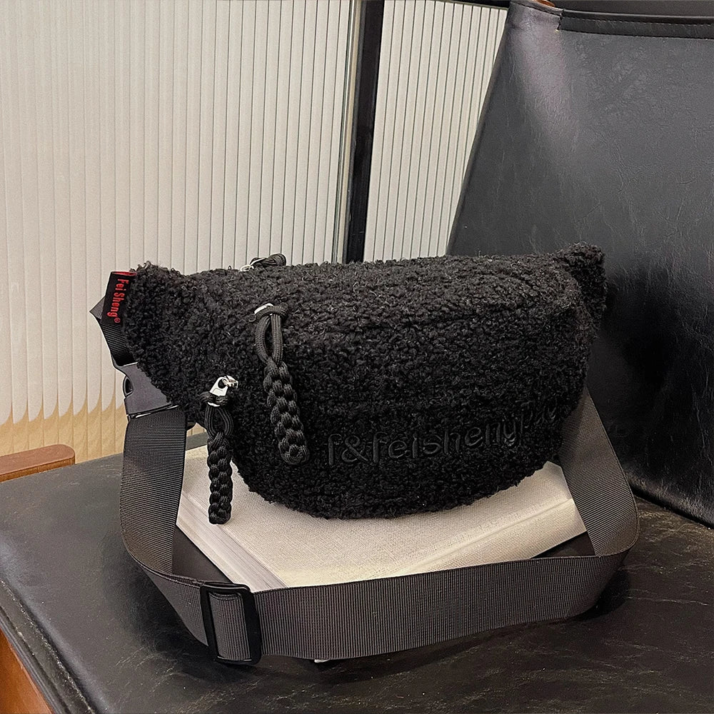 Sac banane velours côtelé rose femme