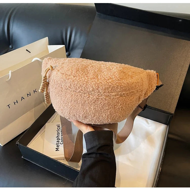 Grand sac banane velours pour femme