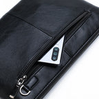 Pochette homme en cuir idéal pour VIP party Noir / 30cm x 19cm x 2cm-Noir / 27cm x 17cm x 2cm-ShopGET® 