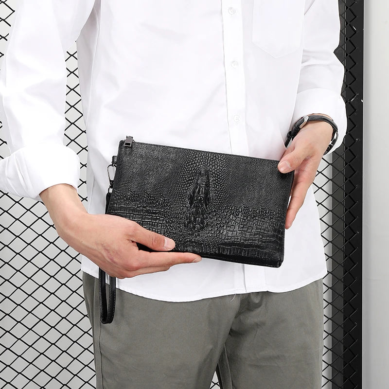 Pochette homme plat en cuir de haut qualité A / 24cm x 16cm x 2cm-B / 24cm x 16cm x 2cm-C / 24cm x 16cm x 2cm-D / 24cm x 16cm x 2cm-ShopGET® 