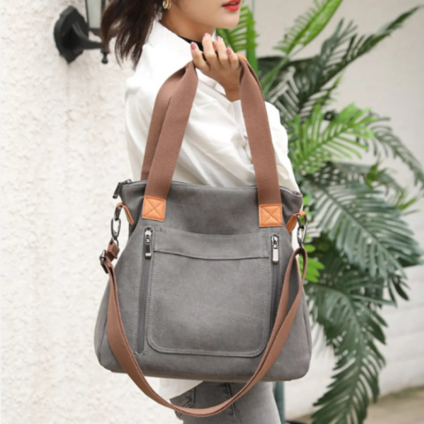 Sac cabas femme en tissu Canvas A-B-C-D-E-F-G-H-Noir-Marron-Bleu-Pourpre-I1-A-Gris-I1-B-I1-C-rose rouge-I1-D-I1-E-ShopGET® 