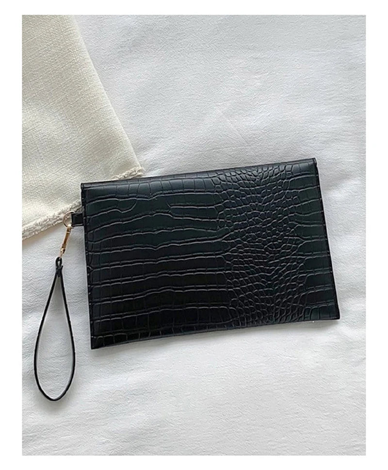 Sac pochette femme luxe cuir Kaki / 25x2x17cm-Noir / 25x2x17cm-ShopGET® 