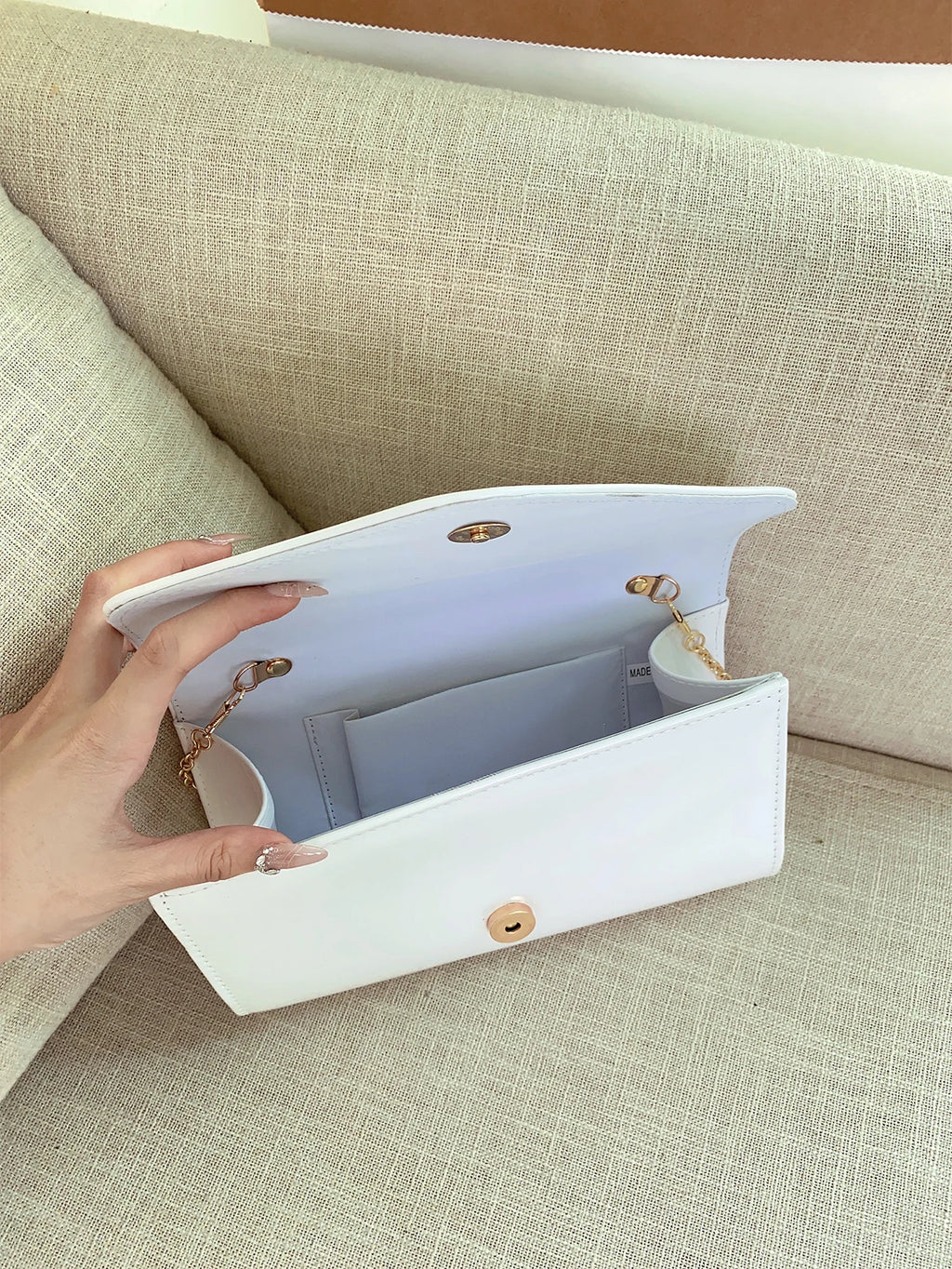 Pochette femme bandoulière minimaliste Kaki-Noir-Blanc-ShopGET® 