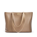 Sac cabas en cuir grand et simple Marron-Gris-ShopGET® 