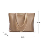 Sac cabas en cuir grand et simple Marron-Gris-ShopGET® 