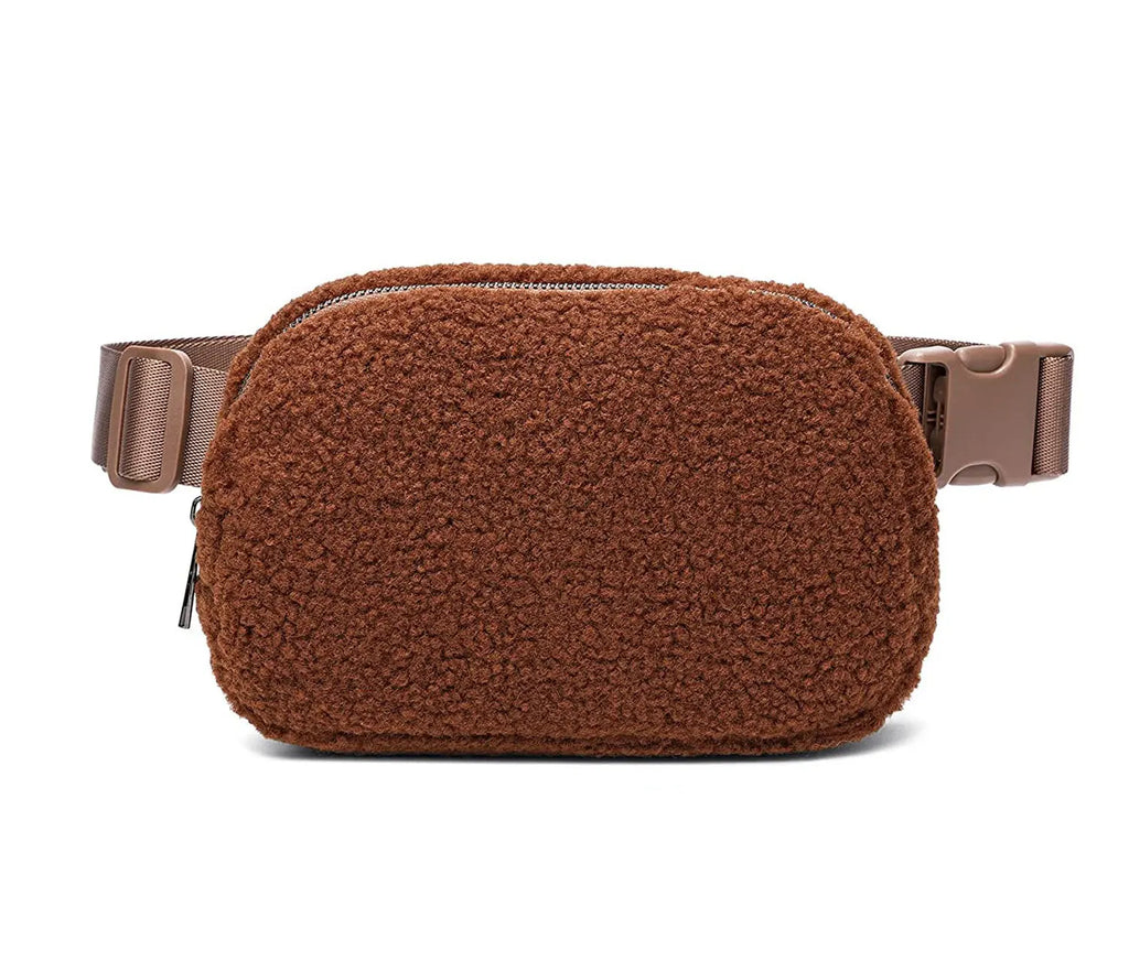 Sac banane velours beige pour femme