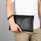 Pochette homme en cuir idéal pour VIP party Noir / 30cm x 19cm x 2cm-Noir / 27cm x 17cm x 2cm-ShopGET® 