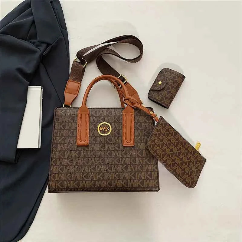 Sac cabas de haute qualité + portefeuilles Marron / 29x23x10cm-Blanc / 29x23x10cm-ShopGET® 