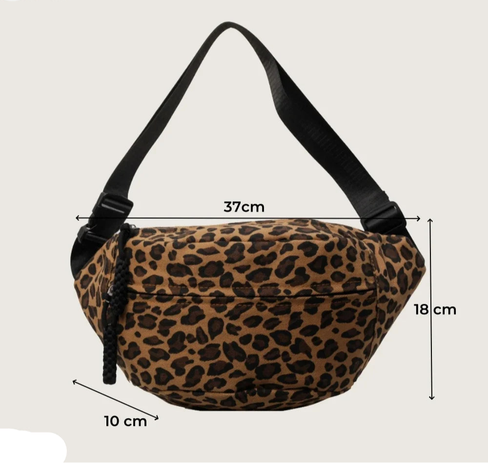 Sac banane léopard  en toile