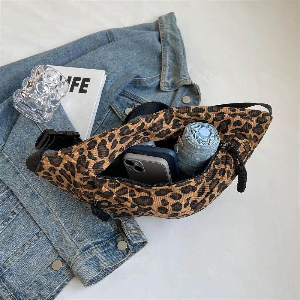 Sac banane léopard  en toile