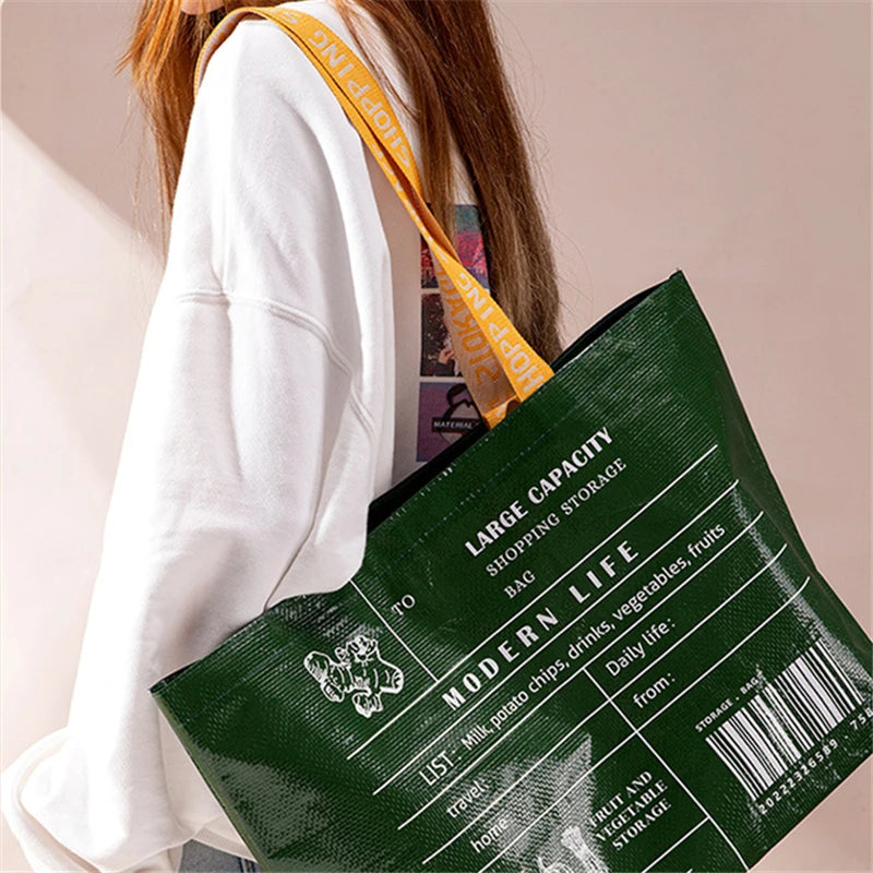 Sac de courses tote bag Blanc Small-Beige Small-Beige Large-Jaune Small-Stripe Large-Vert Large-ShopGET® 