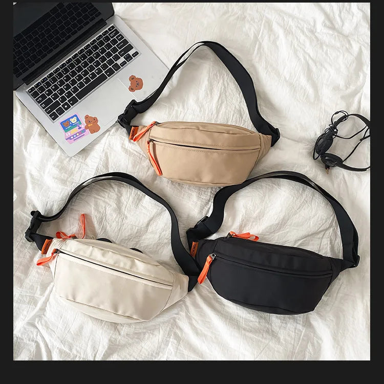 Sac banane blanc en tissu pour homme