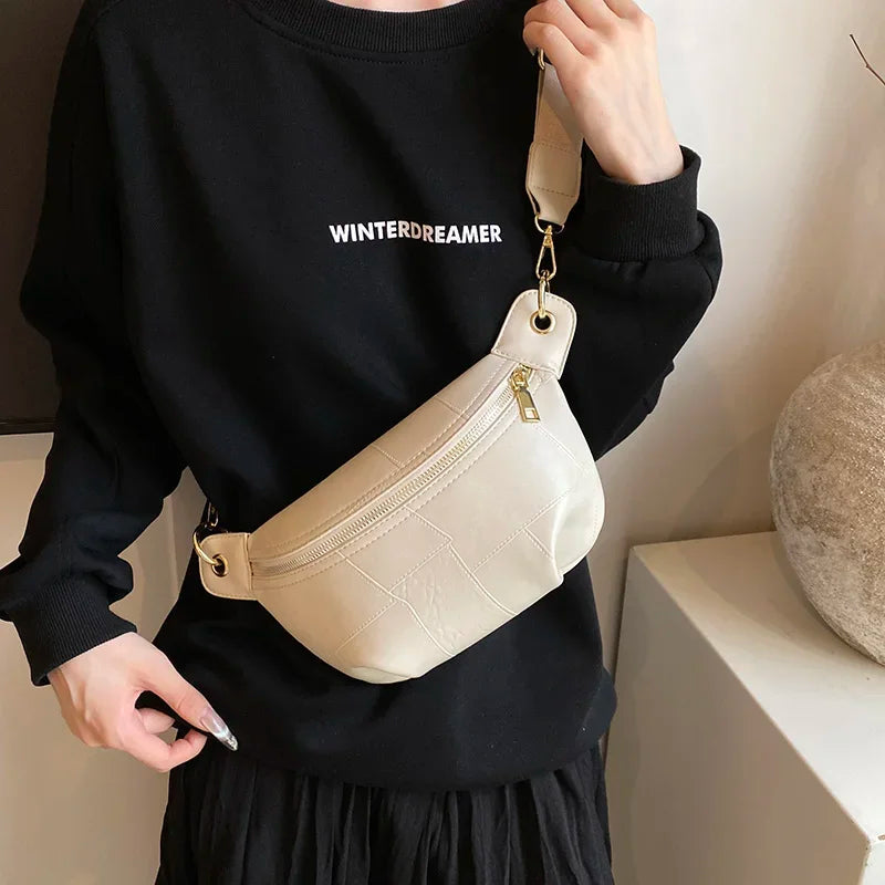 Sac banane en cuir argent femme