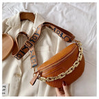 Sac banane femme chic bleu à chaine épaisse