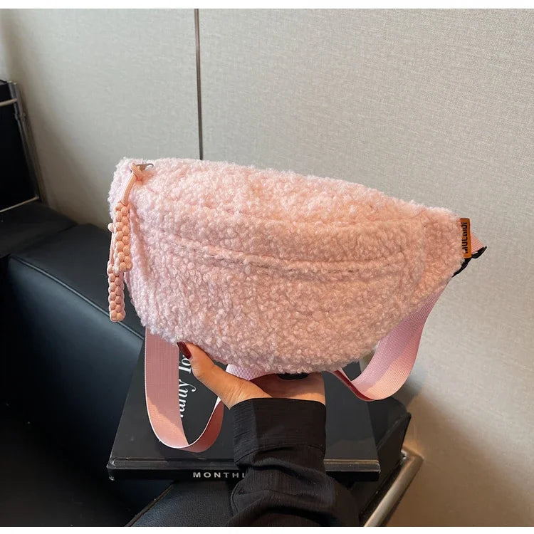 Grand sac banane velours pour femme