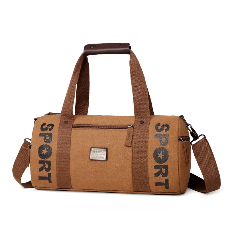 Sac polochon en toile kaki-Marron-Noir-ShopGET® 