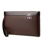 Pochette homme waterproof en PU cuir Marron-Noir-ShopGET® 