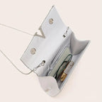 Pochette femme or en forme d'enveloppe champagne / 23 x 6 x 14cm-Argent / 23 x 6 x 14cm-Dorée / 23 x 6 x 14cm-ShopGET® 