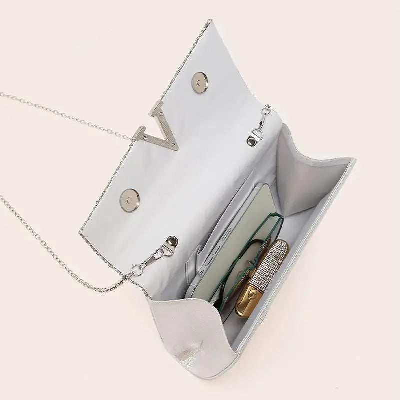 Pochette femme or en forme d'enveloppe champagne / 23 x 6 x 14cm-Argent / 23 x 6 x 14cm-Dorée / 23 x 6 x 14cm-ShopGET® 