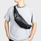 Sac banane en cuir noir