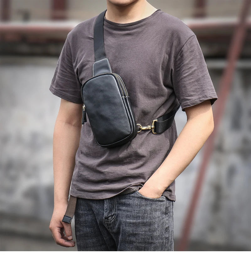 Petit sac banane  cuir peau de vache homme - ShopGET®